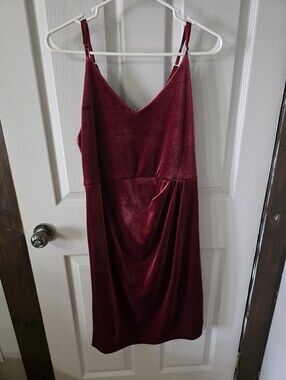 Velvet Burgundy Spaghetti-Strap Dress MATERNITY